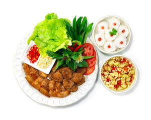 Egg Noodles with Grilled Pork Belly served Boiled egg Chinese Asian Food