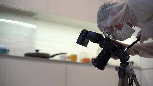Crime Scene Site Police Photographer Indoors Forensic Domestic Murder Evidence
