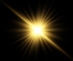 Obraz premium Bright beautiful star.Vector illustration of a light effect on a transparent background. 
