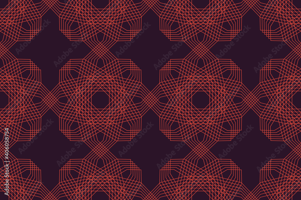 Wall mural seamless, abstract background pattern made with repeated lines forming polygonal geometric shapes in