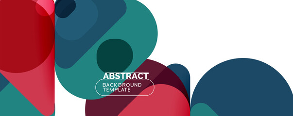 Flat geometric round shapes and dynamic lines, abstract background. Vector illustration for placards, brochures, posters and banners