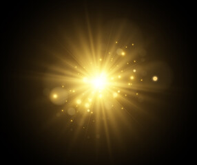 Bright beautiful star.Vector illustration of a light effect on a transparent background.	
