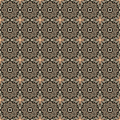 beautiful abstract geometric seamless pattern in vintage style with abstract flowers and various ornaments