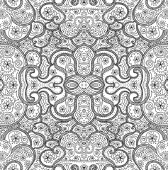 Decorative abstract figured vector seamless texture with lines and doodles