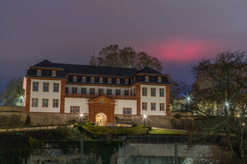 Fototapeta na wymiar beleuchtete Zitadelle in Mainz