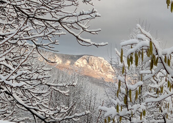 Crimean peninsula. The first snow fell in the mountainous Crimea.