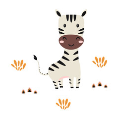 cartoon zebra on white background, cute animals © StockVector