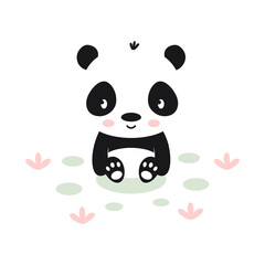 cute panda on white background, cute animals