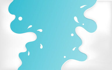 Milk drop, Cream droplet, water drop  in realistic style shiny blob. Falling fluid with shadow reflection. isolated on blue Vector illustration eps 10 for your design element.
