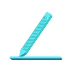 Blue pencil on a white background 3d, vector