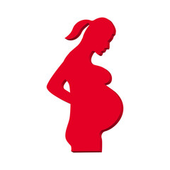 Pregnant woman pink on a white background 3d, vector