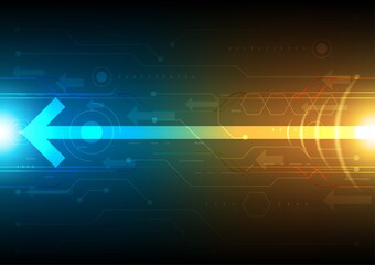 Futuristic digital network communication concept, arrow line abstract technology background.