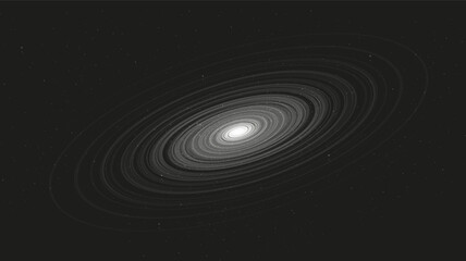Gray Spiral Black Hole on Black Galaxy Background.planet and physics concept design,vector illustration.