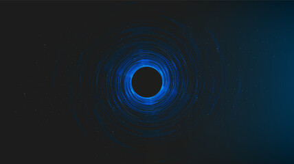 Minimal Dark Black Hole on Galaxy Background.planet and physics concept design,vector illustration.