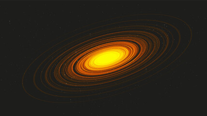 Orange Spiral Black Hole on Black Galaxy Background.planet and physics concept design,vector illustration.