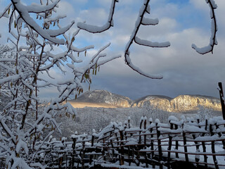 Crimean peninsula. The first snow fell in the mountainous Crimea.