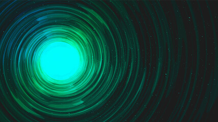 Realistic Light Green Spiral Black Hole on Galaxy Background.planet and physics concept design,vector illustration.