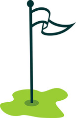 The flag marking the last hole in golf