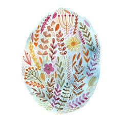 Watercolor spot. Composition of flowers and plants. Isolated object.