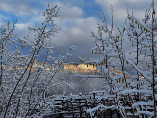 Crimean peninsula. The first snow fell in the mountainous Crimea.