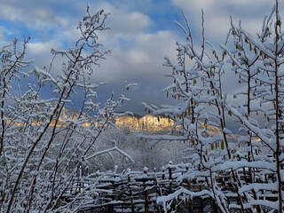 Crimean peninsula. The first snow fell in the mountainous Crimea.