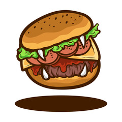 monster burger food illustration vector