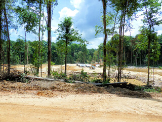 Rainforest destruction. Gold mining place in Guyana, South America. Similar as in Brazil.
Amazon...