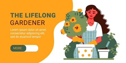 Gardener Girl Horizontal Banner