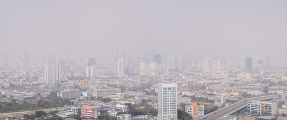 BANGKOK, THAILAND - JANUARY 16, 2021: High Pollution Pm 2.5 at bangkok city