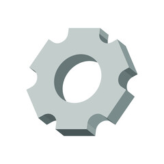 Gray gear on a white background 3d, vector