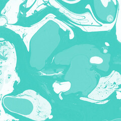 Aqua marble ink texture on watercolor paper background. Marble stone image. Bath bomb effect. Psychedelic biomorphic art.