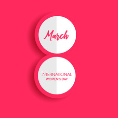 8 March. International Women's Day. Number 8 with text on background. Vector Illustration.