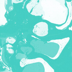 Aqua marble ink texture on watercolor paper background. Marble stone image. Bath bomb effect. Psychedelic biomorphic art.