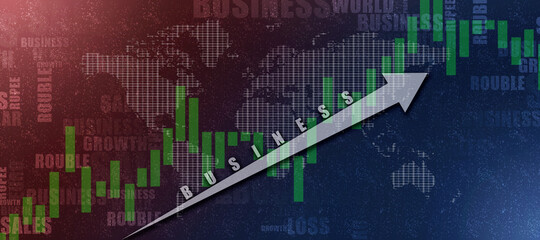 2d rendering Stock market online business concept. business Graph 