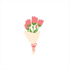 Bouquet of tulips on a white background. Vector image