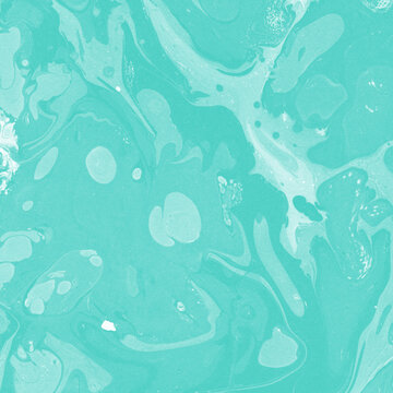 Aqua marble ink texture on watercolor paper background. Marble stone image. Bath bomb effect. Psychedelic biomorphic art. © artistmef