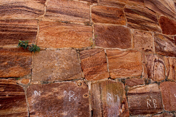 Indian stone wall with beautiful structure.