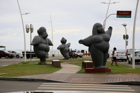 salvador, bahia, brazil - january 15, 2021: Sculpture of the chubby woman by the artist Eliana Kertesz, in the neighborhood of Ondina in the city of Salvador.
