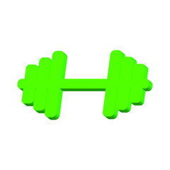 Green sports dumbbell on a white background 3d, vector