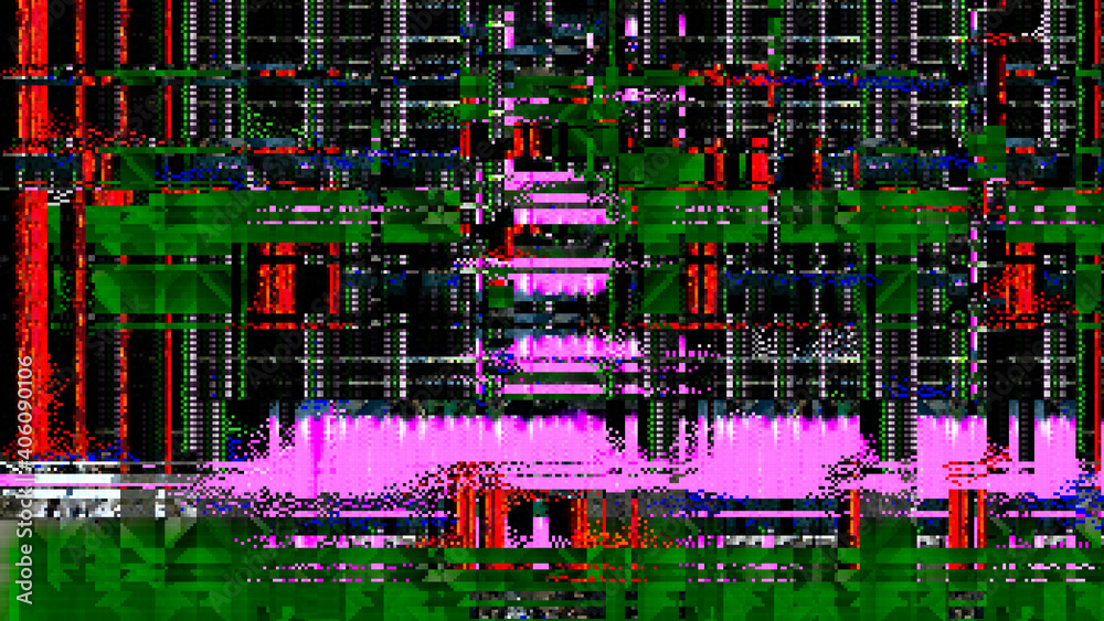 Poster glitch background. unusual glitch vector backdrop. computer screen error. digital pixel noise. telev