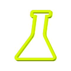 Yellow flask on a white background 3d, vector