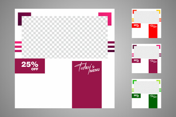Set of sale banner template design. Editable post template social media banners for digital marketing. Vector illustration.