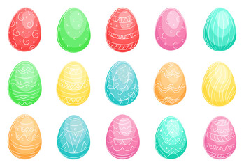 large set of Easter eggs. Easter holiday. vector illustration cartoon style