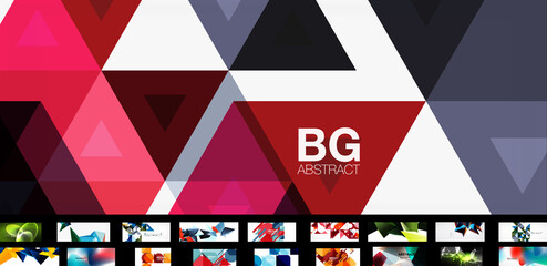 Geometric minimal abstract background set. Vector illustrations for placards, brochures, posters and banners