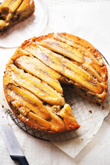 Dark chocolate banana upside-down cake