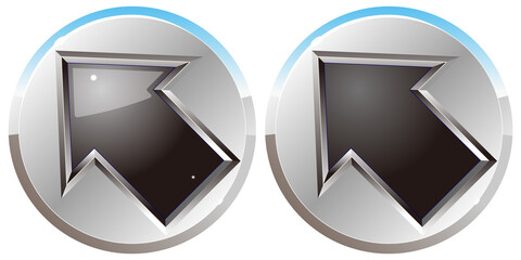 銀黒の左上向き矢印のボタンアイコンオンオフ