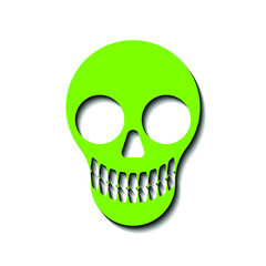 Green skull and black shadow, sign for design, vector illustration