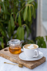 cup of tea with lemon and coffee
