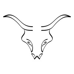 Bull head logo of simple black lines on a white background