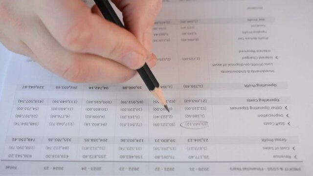 Accounting report close up data check front view